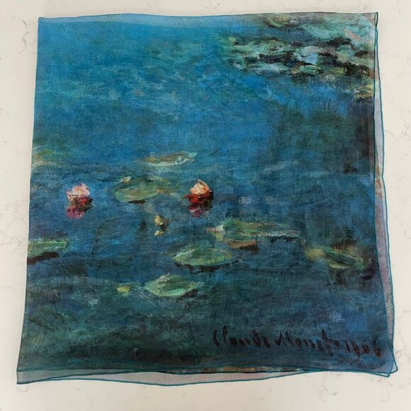 The Art Institute of Chicago 35" x 35" Claude Monet Print Fabric Scarf no tags - Picture 9 of 9
